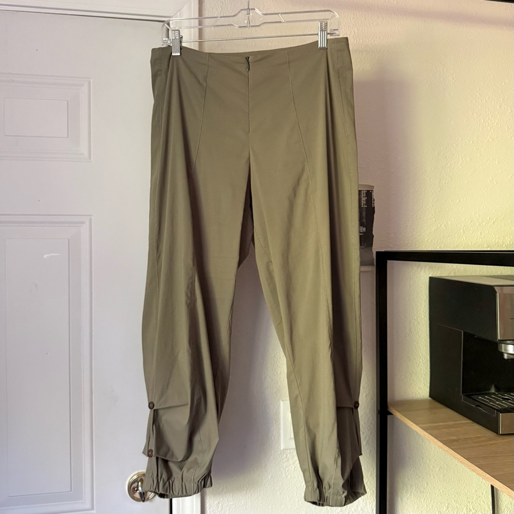 PORTO SF olive green cotton wide‎ tapered balloon leg pants